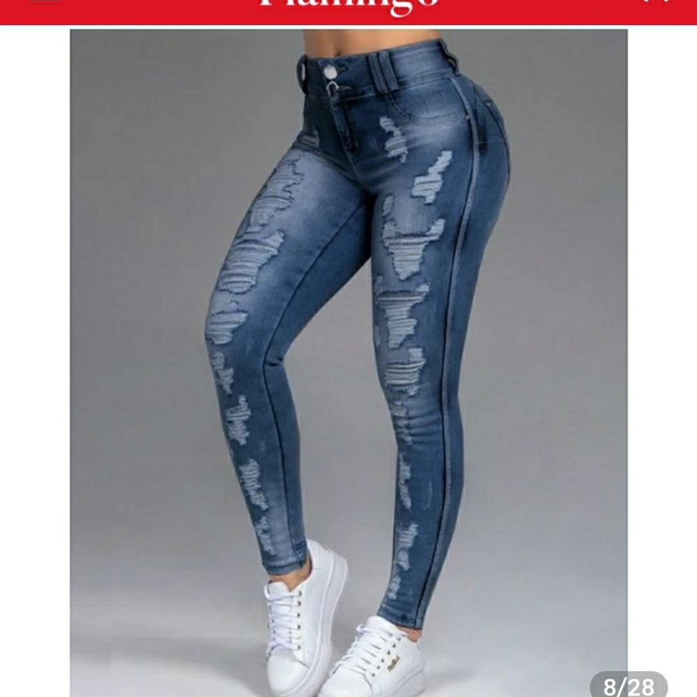 New Flamingo dark blue distressed jeans sz XL